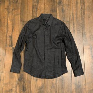 Express Geometric Black Dress Shirt for Men